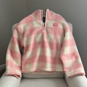Dairy Boy: Green Mountain Fleece Pullover in Pink Lemonade